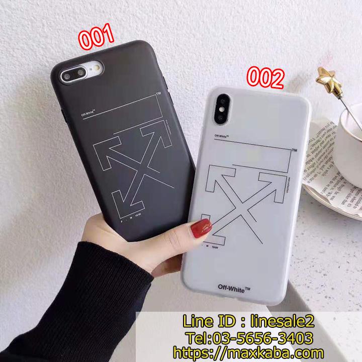 オフホワイト ブランド柄iPhoneXSケース ソフト
