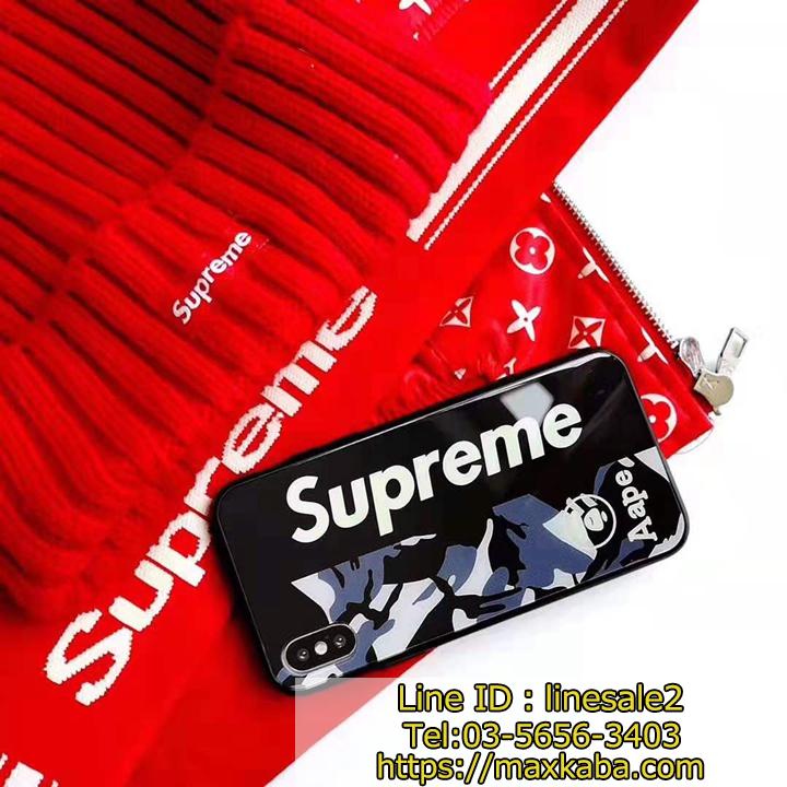 ブランド柄 Supreme 夜光 背面ガラス ケース