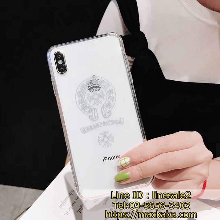Chrome Heartsブランド柄スマホケース,セレブ愛用少女心アイフォンxr経典的カバー,クロムハーツガラス透明的簡約風iphone8plus携帯ケース,iphonexs max Chrome Hearts case,清楚系キラキラ透明的ケース